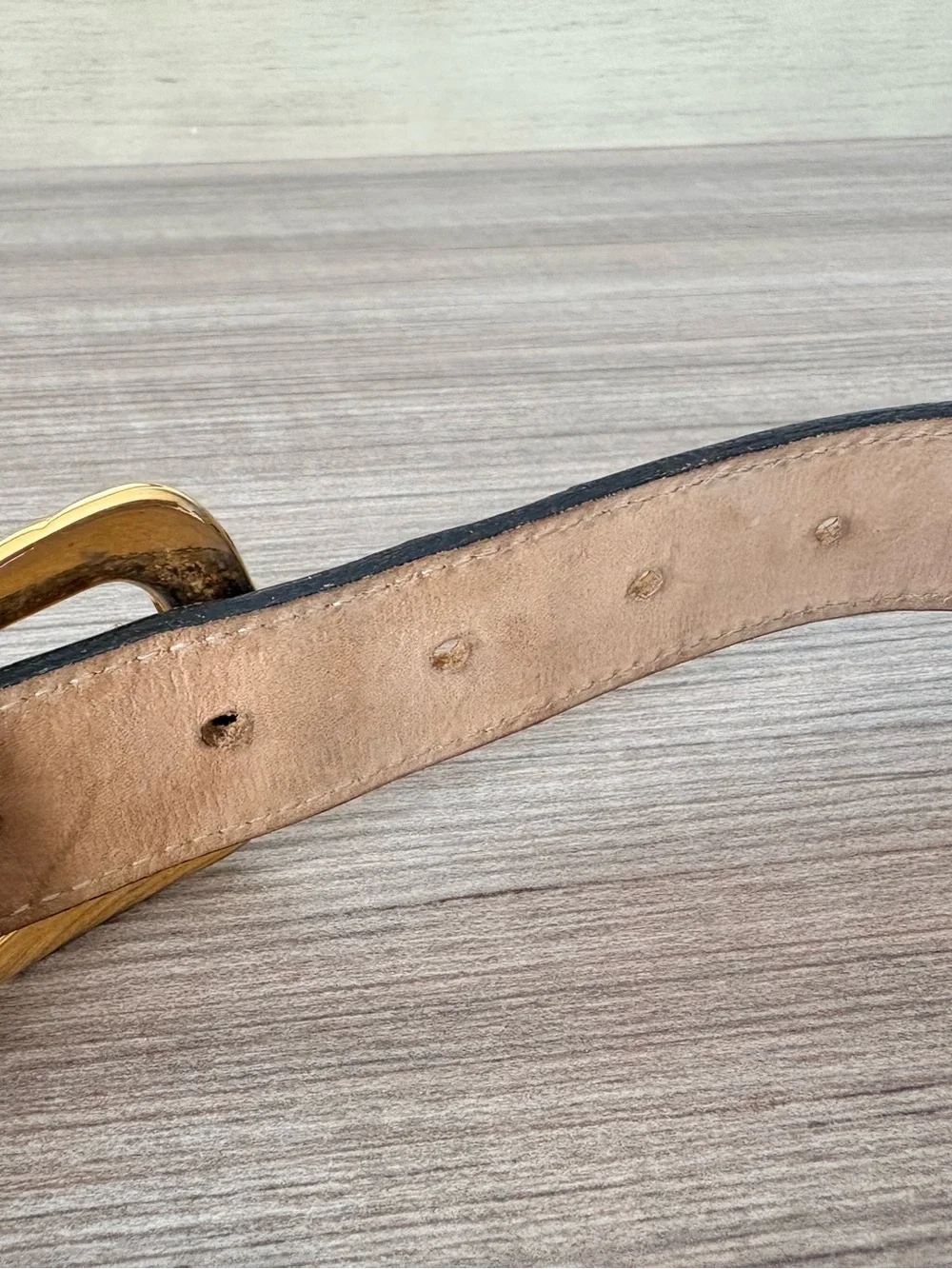 VTG Streets Ahead Brown Leather Croc Silver Gold Metal buckle Belt Size S